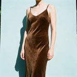 Cotton Polyester Velvet Fabric, 250 gsm, 170 cm — Brown