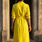 Polyester Stretch Linen-Look Fabric, 200 gsm, 165 cm — Yellow