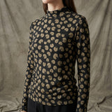 Beige Abstract-Floral Jersey Knit, Cotton-Modal