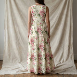 Pink Flowers French Terry, Polyester