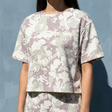 Light Green Abstract-Floral Jersey Knit, Polyester