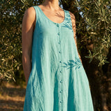 Light Teal Marl Linen-Look, Viscose