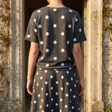 White Polka-Dot Scuba Knit, Polyester