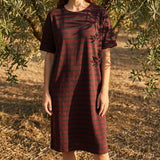 Dark Red Stripes Scuba Knit, Polyester