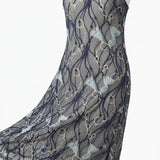 Dark Blue Lines Lace, Polyester