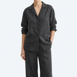 Black Textured Linen-Look, Polyester