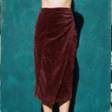 Cotton Polyester Stretch Velvet Fabric, 290 gsm, 130 cm — Red