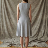 Blue Vertical-Stripe Crepe, Cotton-Poly
