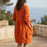 Orange Floral Linen-Look, Polyester, 295 gsm