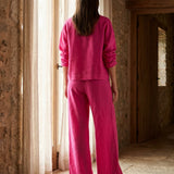 Polyester Stretch Linen-Look Fabric, 290 gsm — Pink