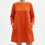 Polyester Stretch Linen-Look Fabric, 314 gsm — Orange