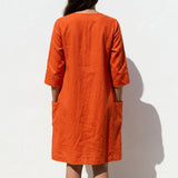 Polyester Stretch Linen-Look Fabric, 314 gsm — Orange