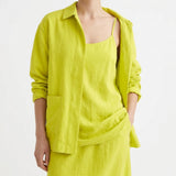 Polyester Stretch Linen-Look Fabric, 300 gsm — Green