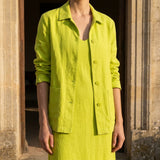 Polyester Stretch Linen-Look Fabric, 300 gsm — Green