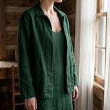 Polyester Stretch Linen-Look Fabric, 280 gsm — Green, ref EF-250889