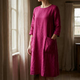Polyester Stretch Linen-Look Fabric, 280 gsm — Pink, ref EF-250894