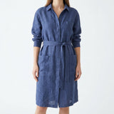 Dark Blue Heathered-Marl Woven, Linen