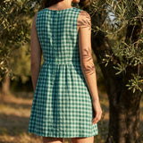 Green Check Woven, Viscose-Cotton