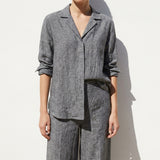 Dark Grey Marl Woven, Linen-Cotton
