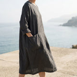 Viscose Linen Woven Fabric, 180 gsm — Grey