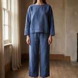 Blue Marl Woven, Cotton-Linen