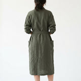 Linen Cotton Stretch Woven Fabric, 218 gsm — Green