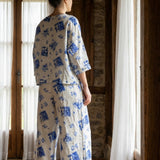 Blue Flowers Woven, Viscose-Linen