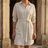 White Stripes Woven, Linen-Viscose