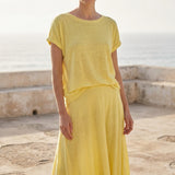 100% Linen Jersey Knit Fabric, 160 gsm, 165 cm — Yellow