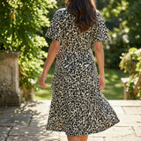 Black Animal Print French Terry, Viscose-Poly