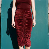Dark Red Marl Velvet, Poly-Cotton
