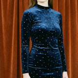 Silver Stars Velvet, Poly-Cotton