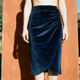 Cotton Polyester Stretch Velvet Fabric, 300 gsm, 150 cm — Navy