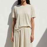 Pale Yellow Marl Jersey Knit, Viscose-Linen