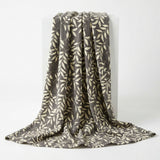 Grey Leaves Crepe, Polyester