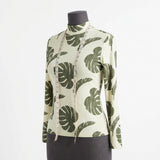 Green Tropical-Leaf Jersey Knit, Poly-Tencel Lyocell