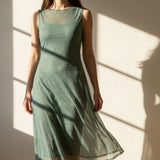 Light Green Dots Mesh, Polyester