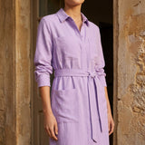 Polyester Stretch Linen-Look Fabric, 220 gsm, 165 cm — Purple