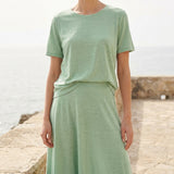 Light Green Marl Jersey Knit, Poly-Linen