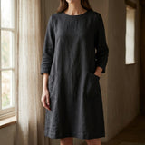 Black Tone-on-Tone Linen-Look, Polyester