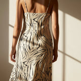Black Brushstrokes Satin, Viscose