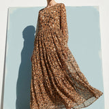 Printed 100% Polyester Chiffon Fabric, 70 gsm, 148 cm — Brown
