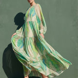 Green Abstract Chiffon, Polyester