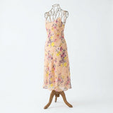 Pink Floral Chiffon, Polyester, 70 gsm