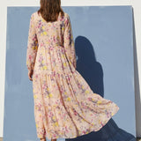 Pink Floral Chiffon, Polyester, 70 gsm