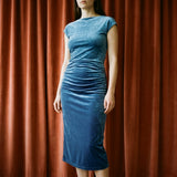 Blue Marl Velvet, Polyester, 240 gsm