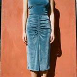 Blue Marl Velvet, Polyester, 240 gsm