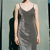 Dark Grey Horizontal-Stripe Velvet, Polyester