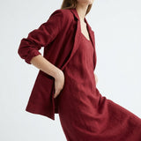 Polyester Stretch Linen-Look Fabric, 320 gsm — Red