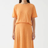 Orange Marl Jersey Knit, Poly-Linen
